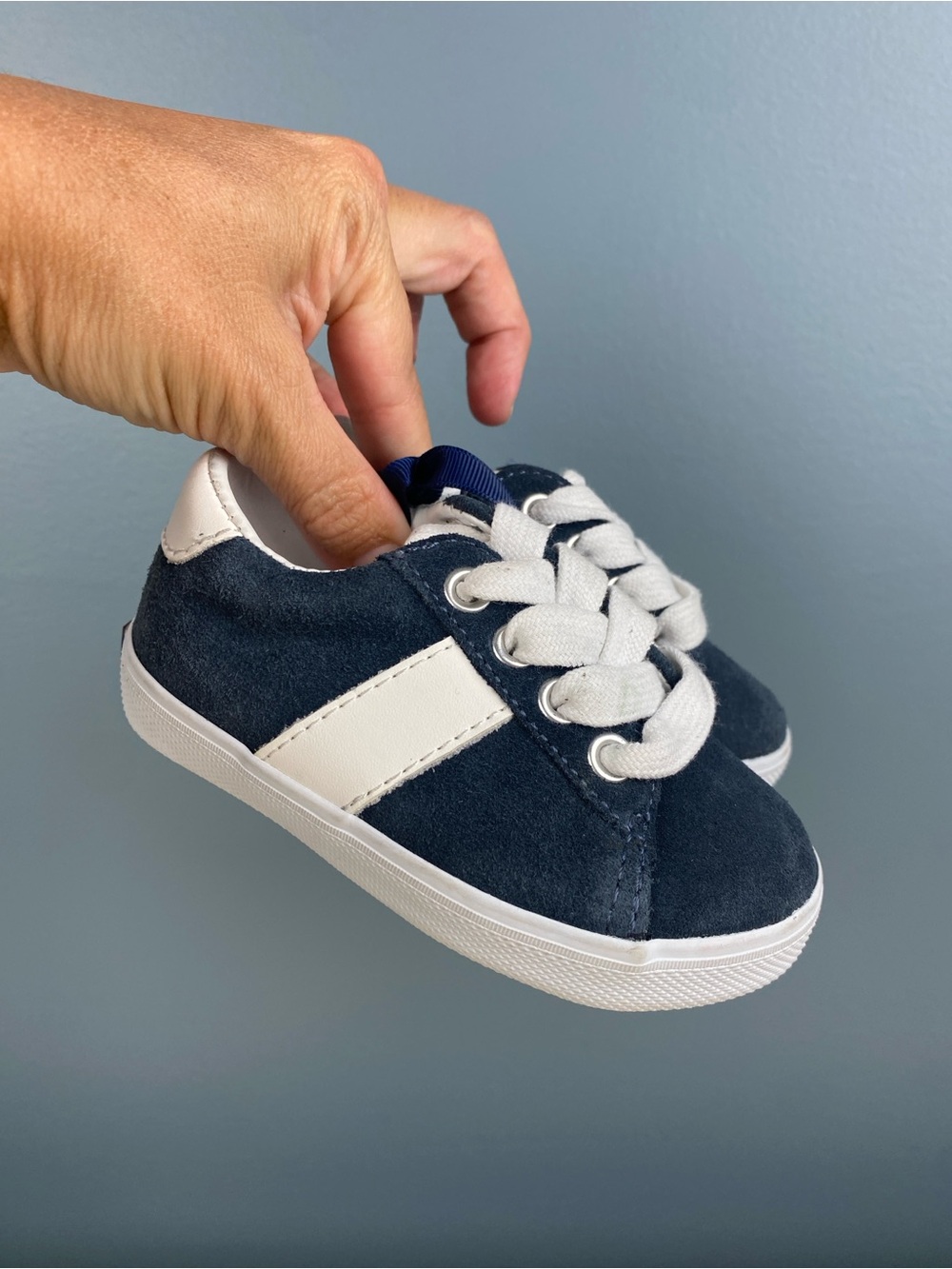 Janie and Jack Navy Blue Suede Leather Sneakers Infant Size 5